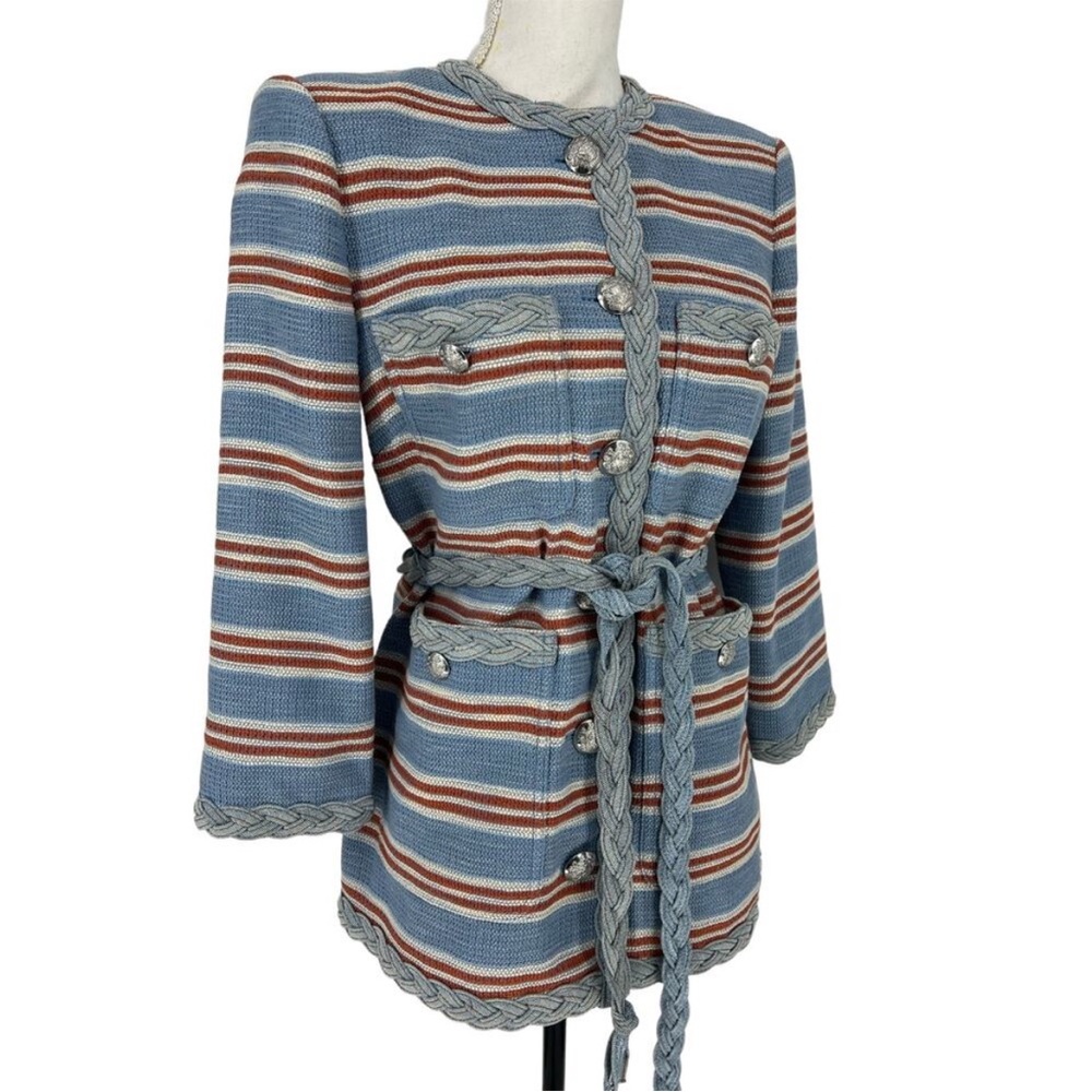 VERONICA BEARD  Ginerva Braided-Rope Tie Jacket Blue - Picture 7 of 16
